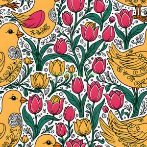 Chickens and Tulips