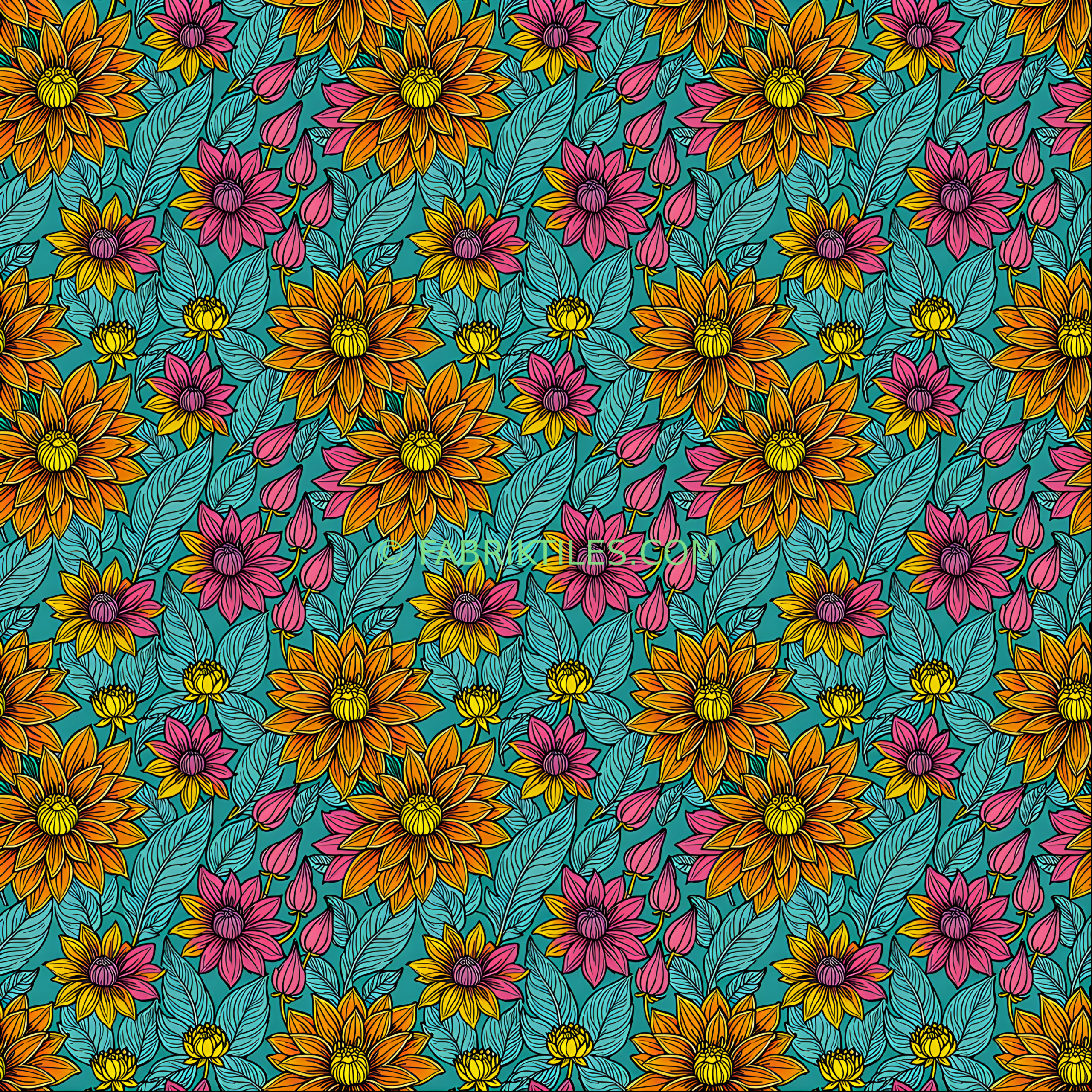 Dahlia and Fern tiled preview