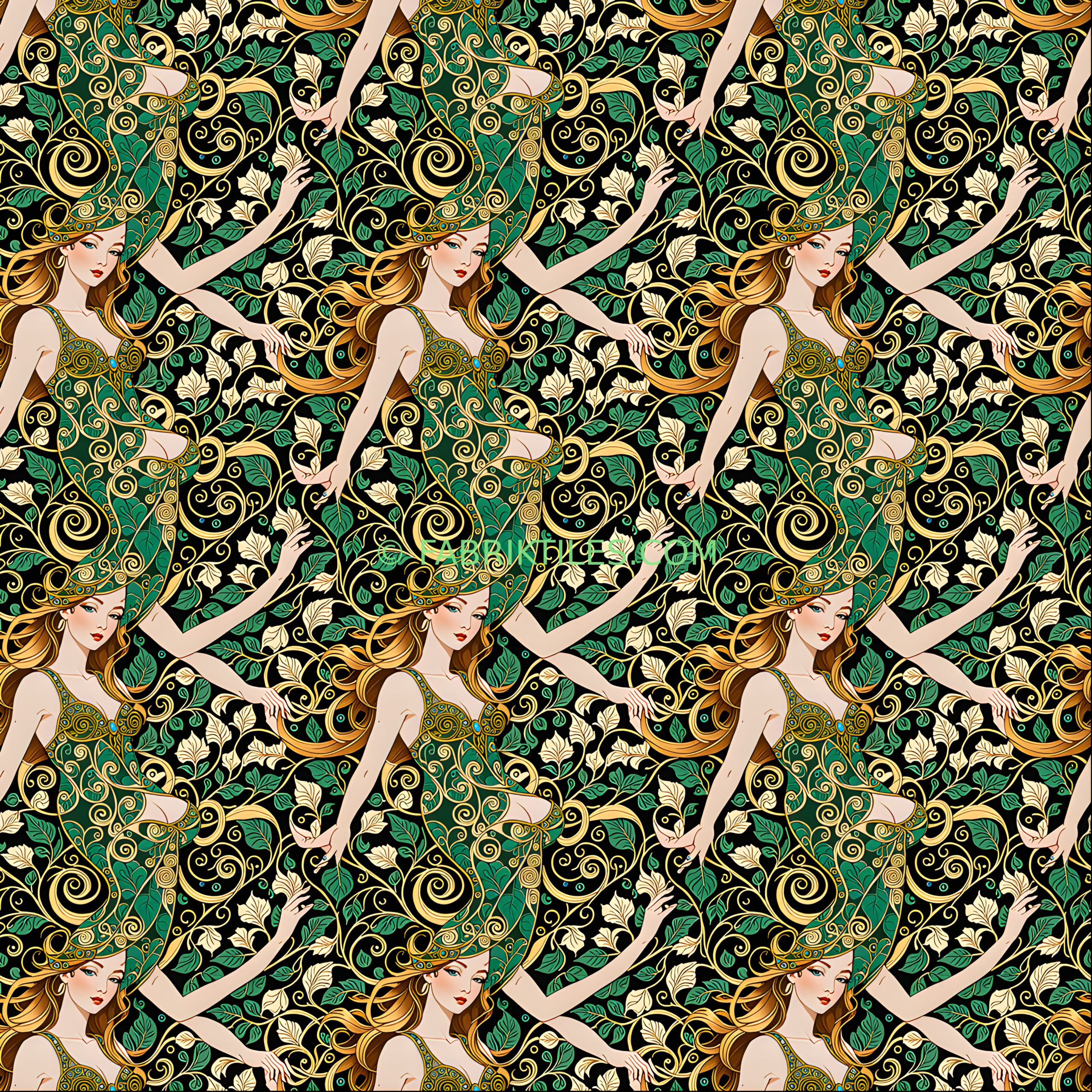 Golden Leaf Goddess tiled preview