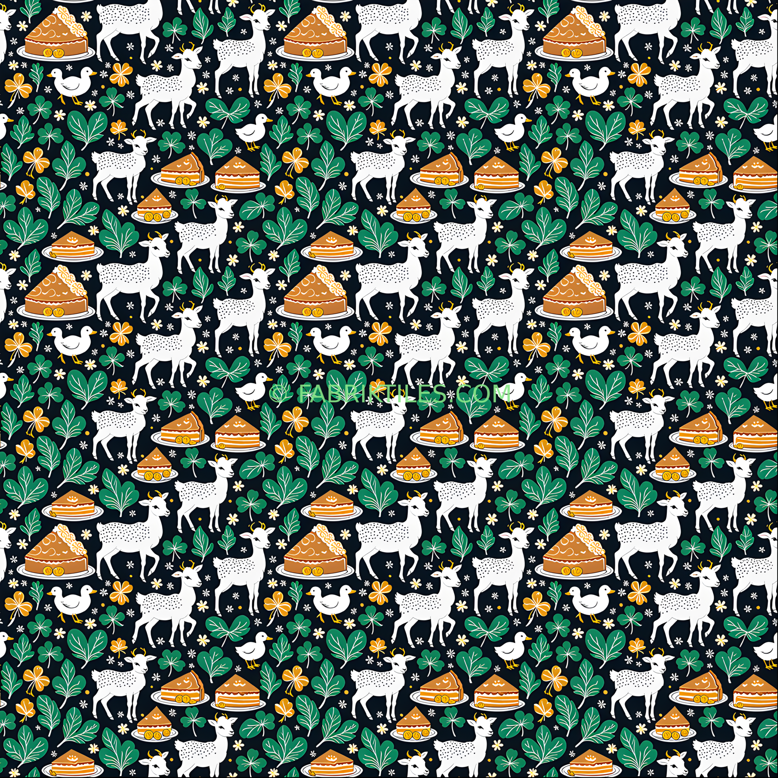 Deer and Shamrocks tiled preview