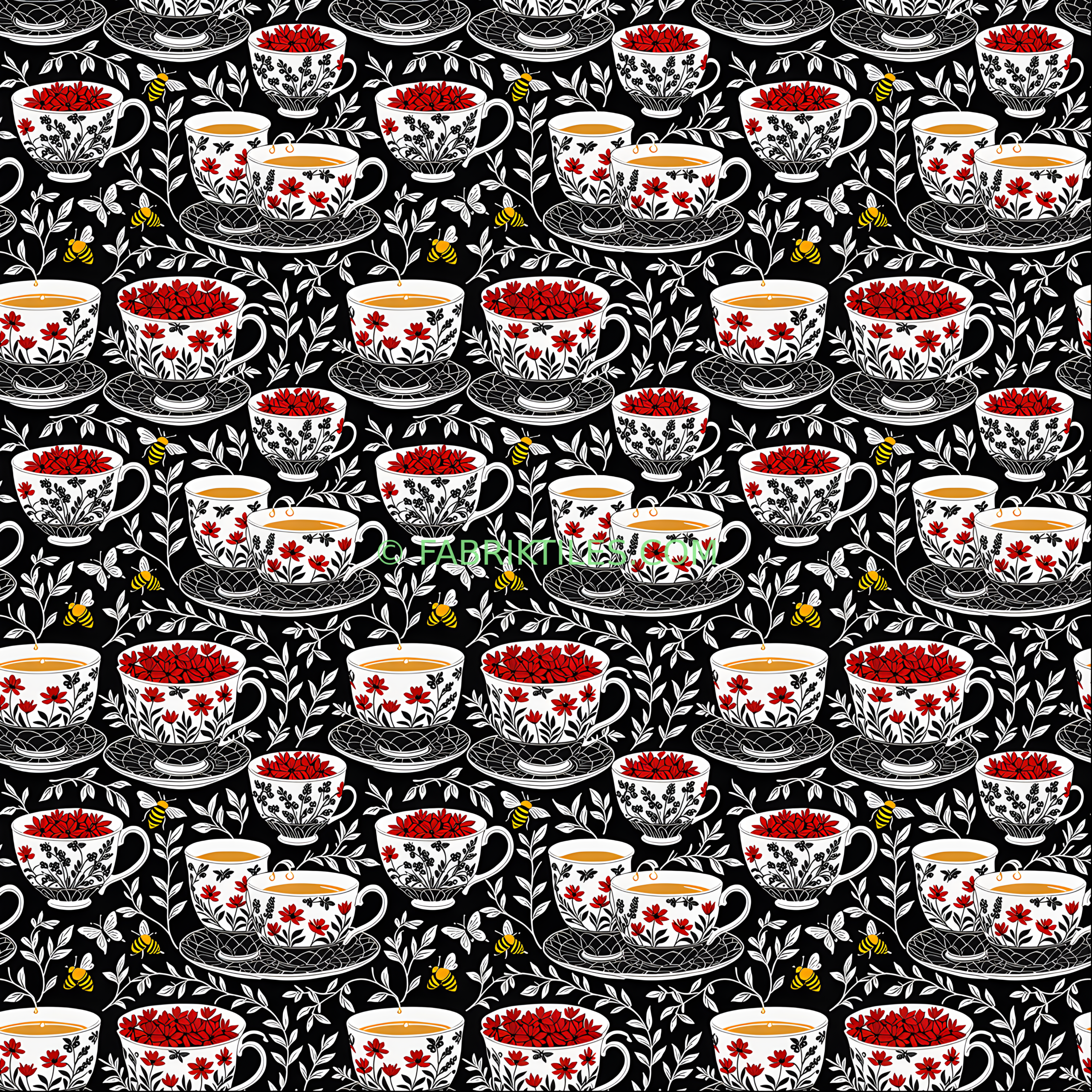 Teacups and Bees tiled preview