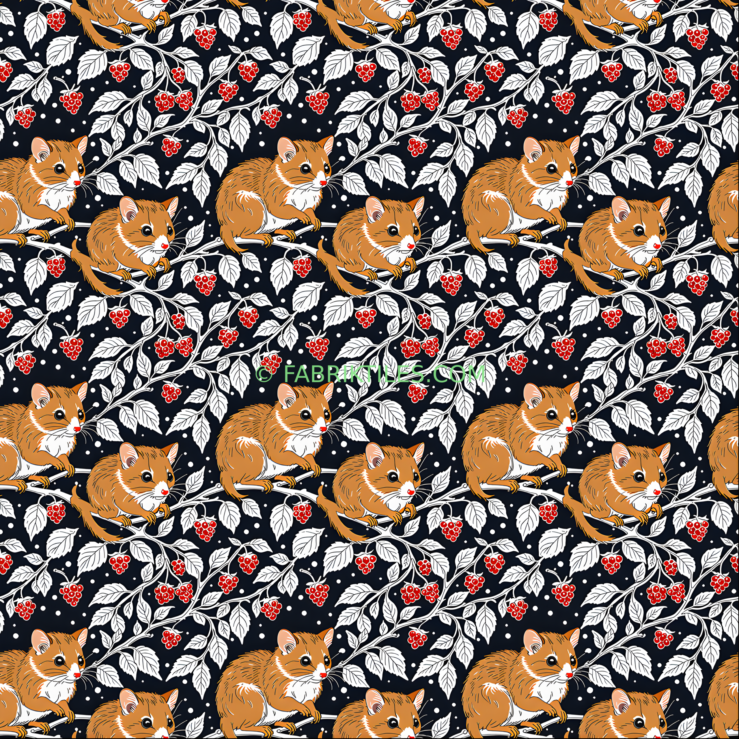 Squirrels and Berries tiled preview