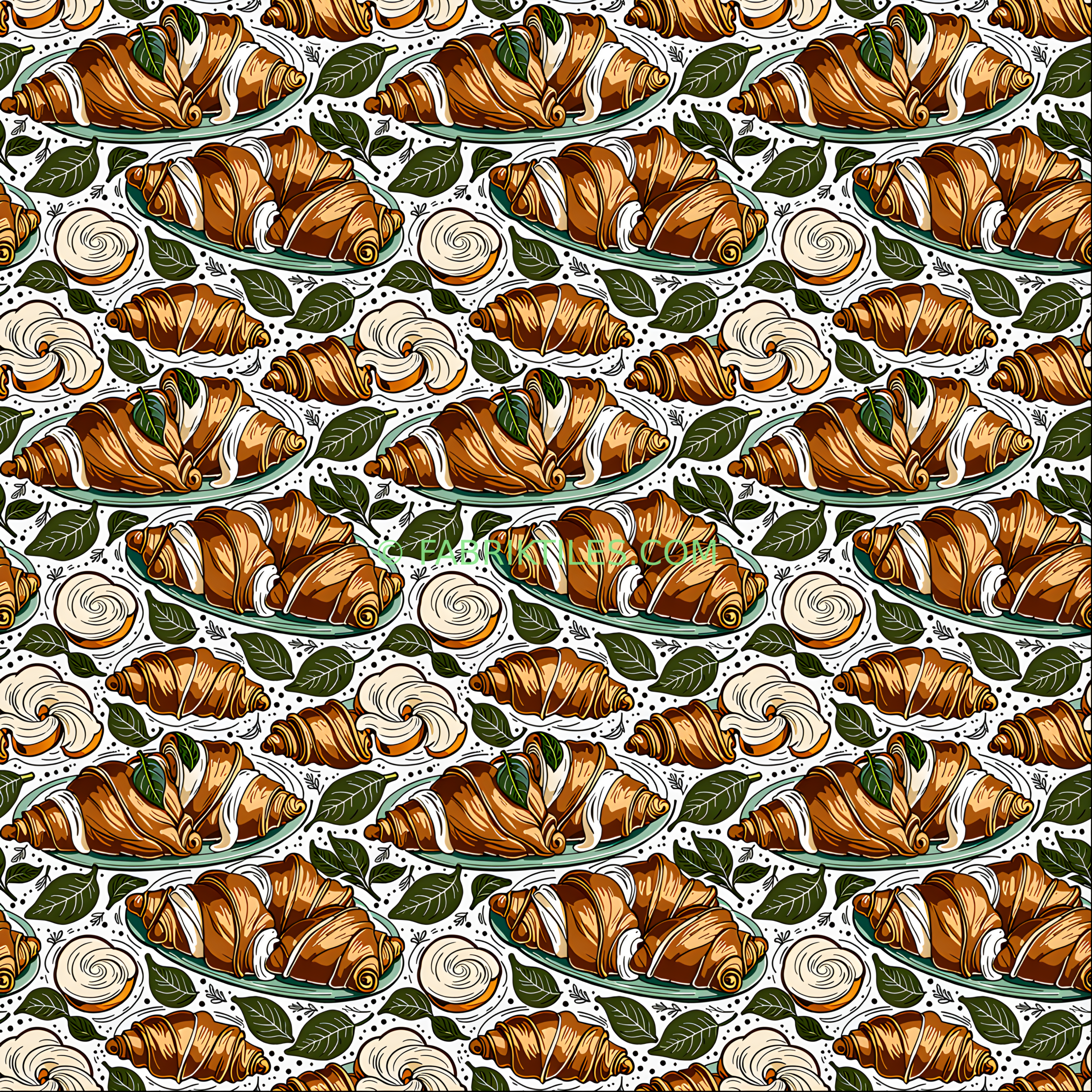 Croissants and Leaves tiled preview