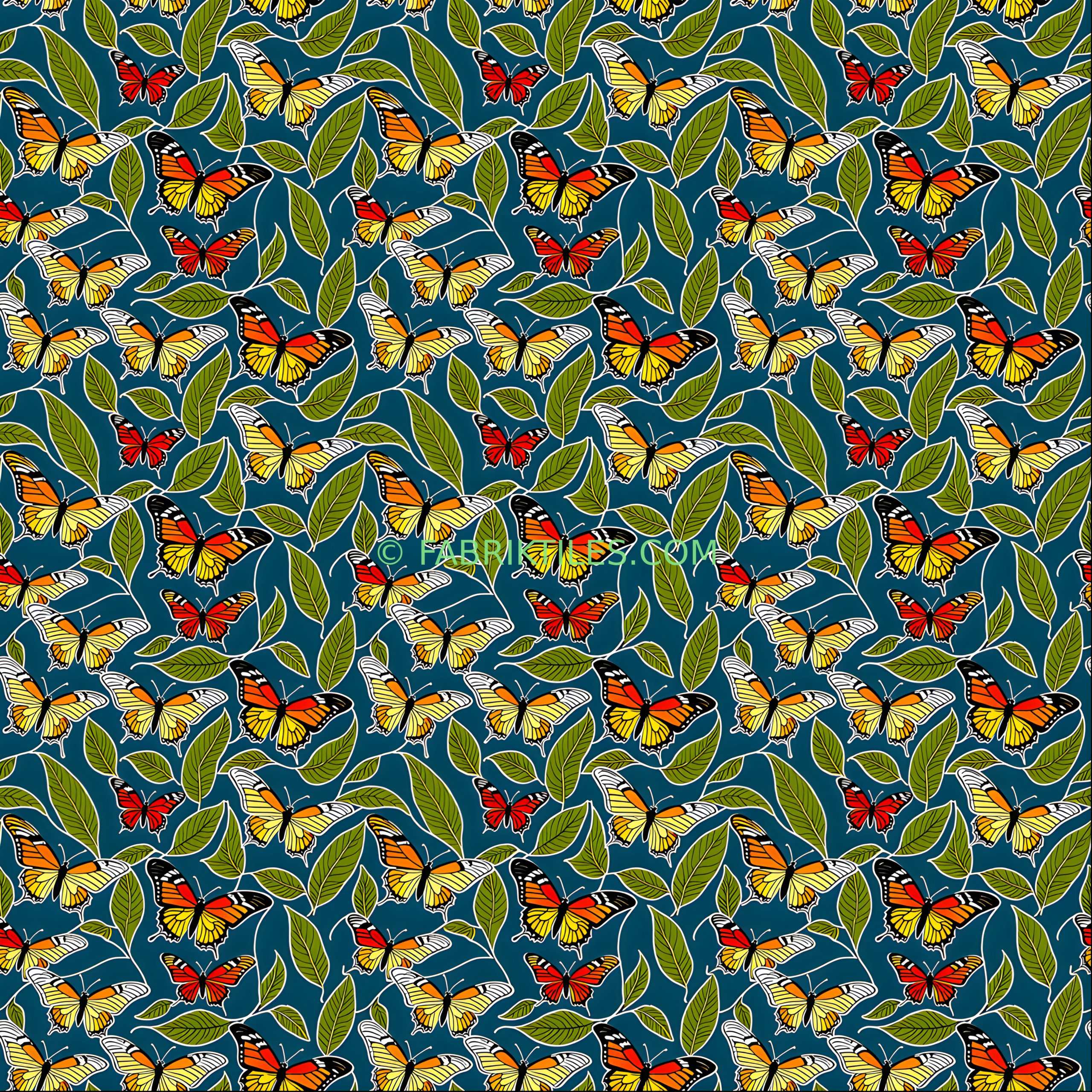 Butterflies and Leaves tiled preview