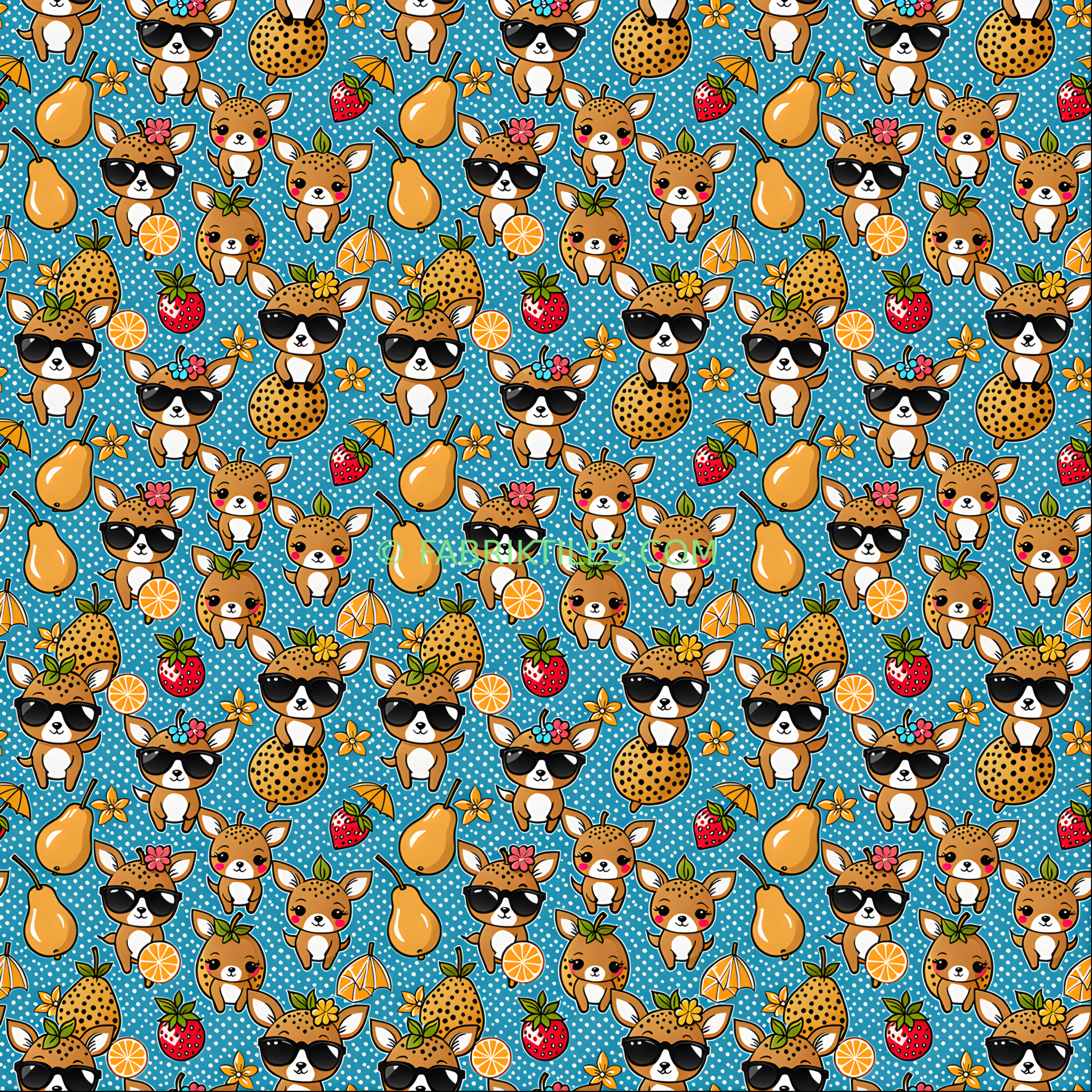 Cool Deer Fruit tiled preview