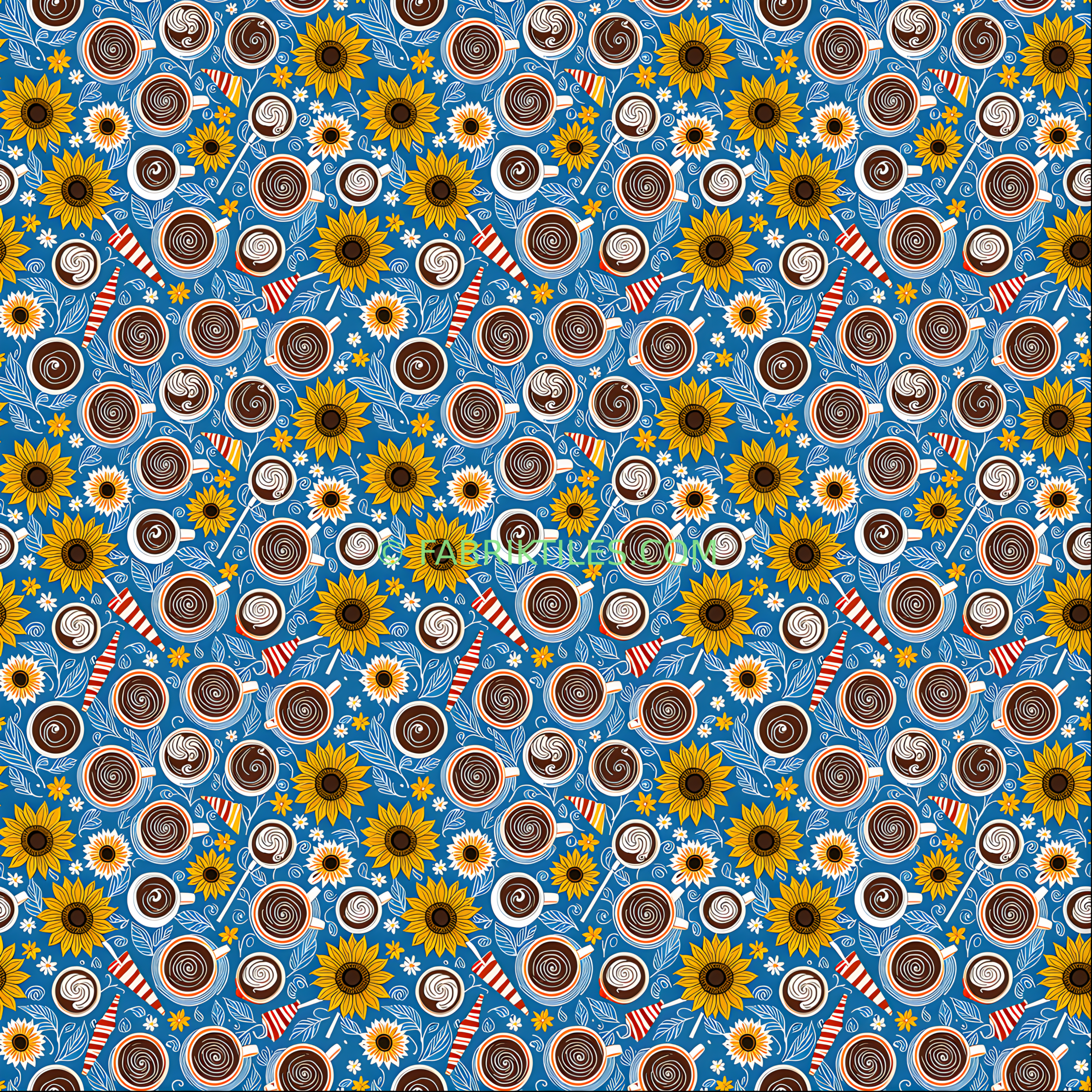 Sunflowers and Coffee tiled preview
