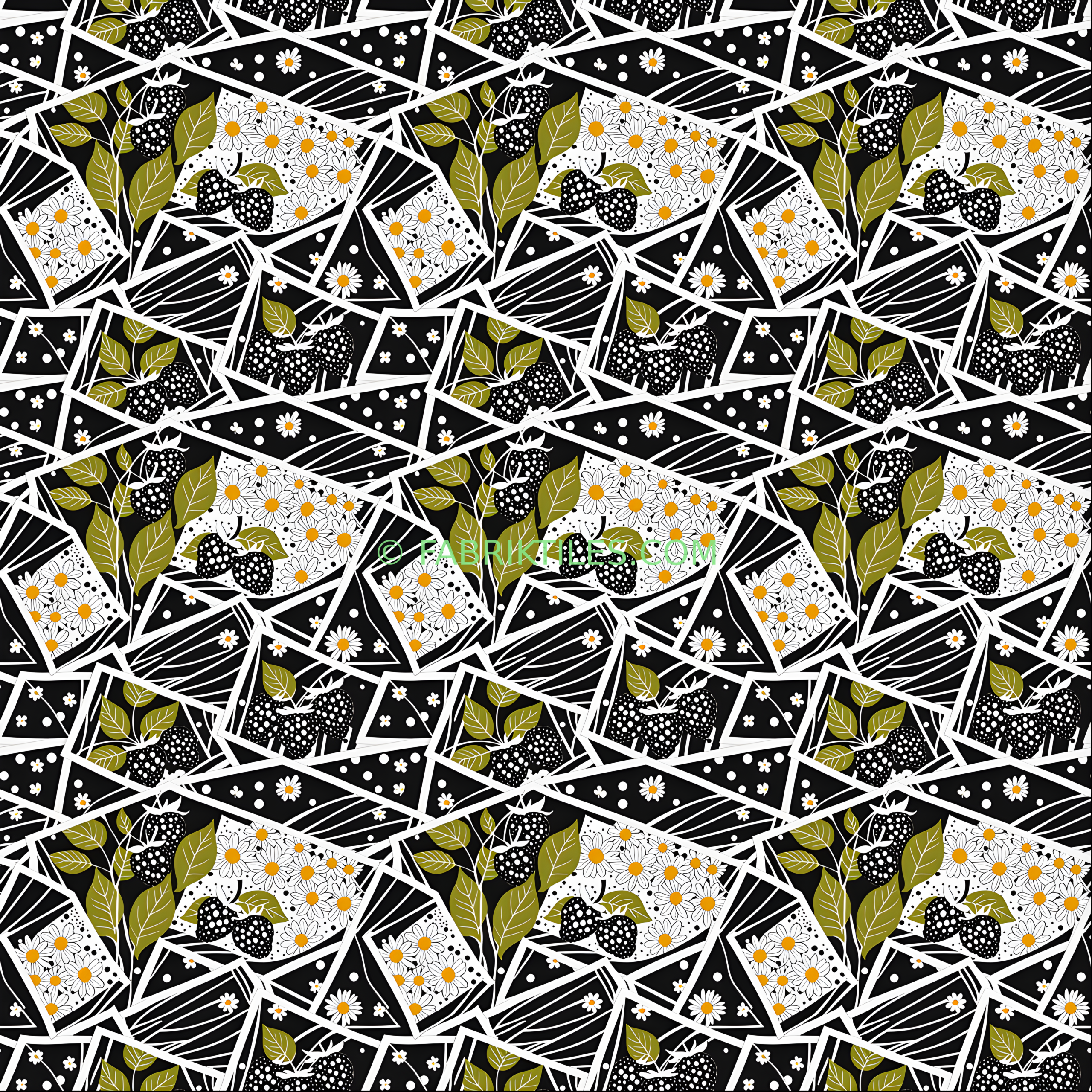 Daisies and Blackberries tiled preview